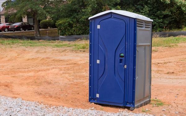 Special event portable restrooms arranged with stanchions in East St. Louis, Illinois