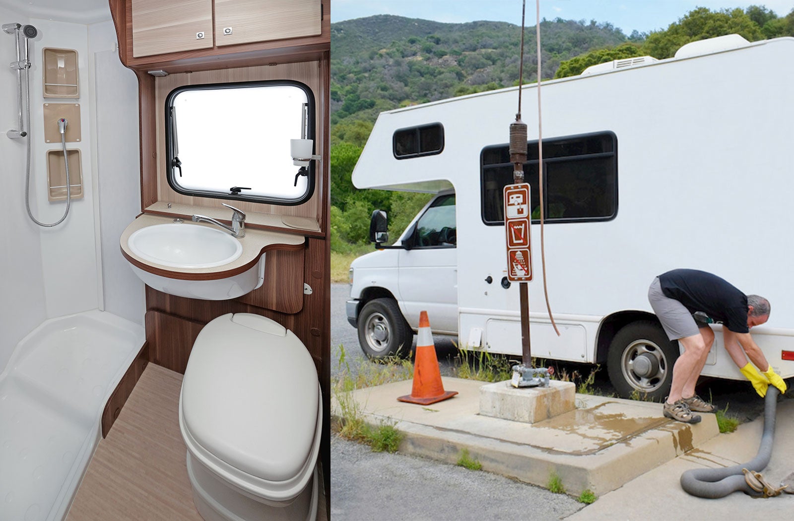 Portable RV/camper toilet and holding tank setup in East St. Louis, Illinois